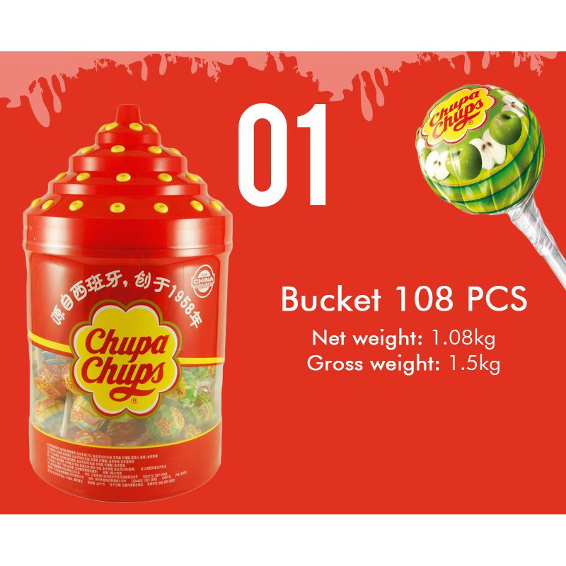 Chupa Chups 108pcs Bucket